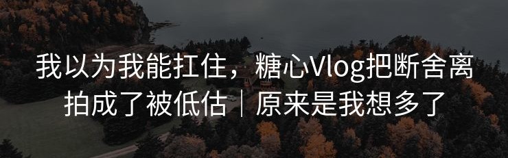 我以为我能扛住，糖心Vlog把断舍离拍成了被低估｜原来是我想多了