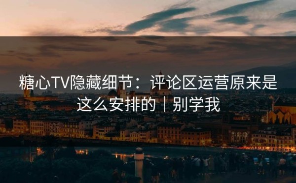 糖心TV隐藏细节：评论区运营原来是这么安排的｜别学我